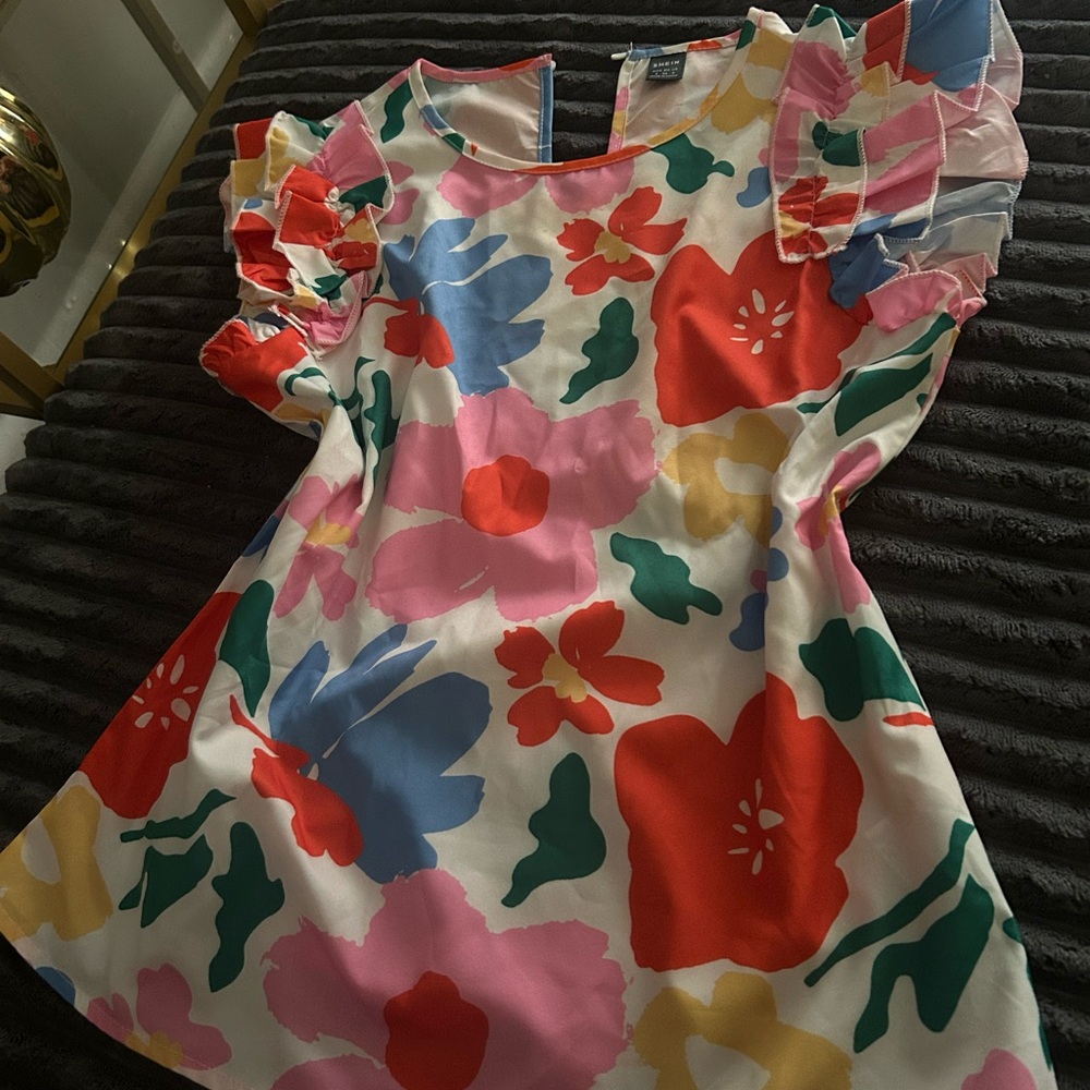 Floral Ruffle Sleeve Dress